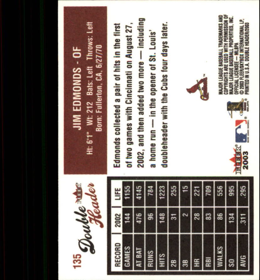 2003 Fleer Double Header Baseball "Main Set" Cards - Picture 251 of 415