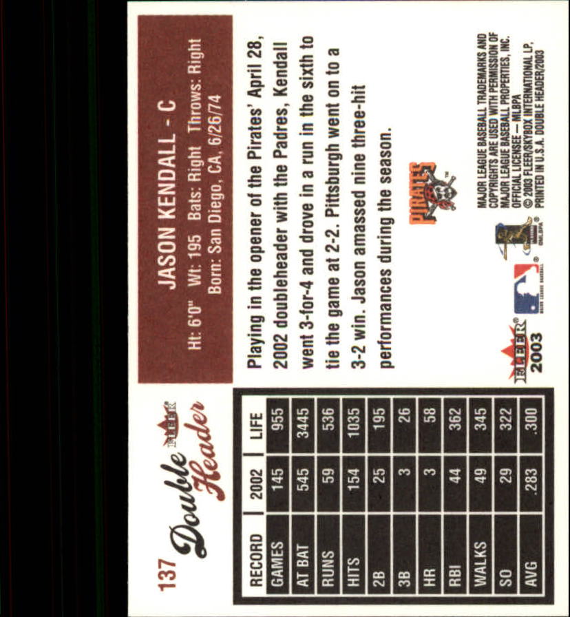 2003 Fleer Double Header Baseball "Main Set" Cards - Picture 255 of 415
