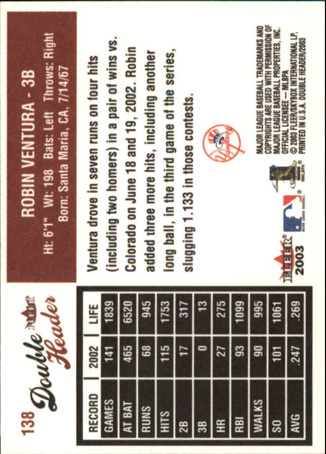2003 Fleer Double Header Baseball "Main Set" Cards - Picture 257 of 415