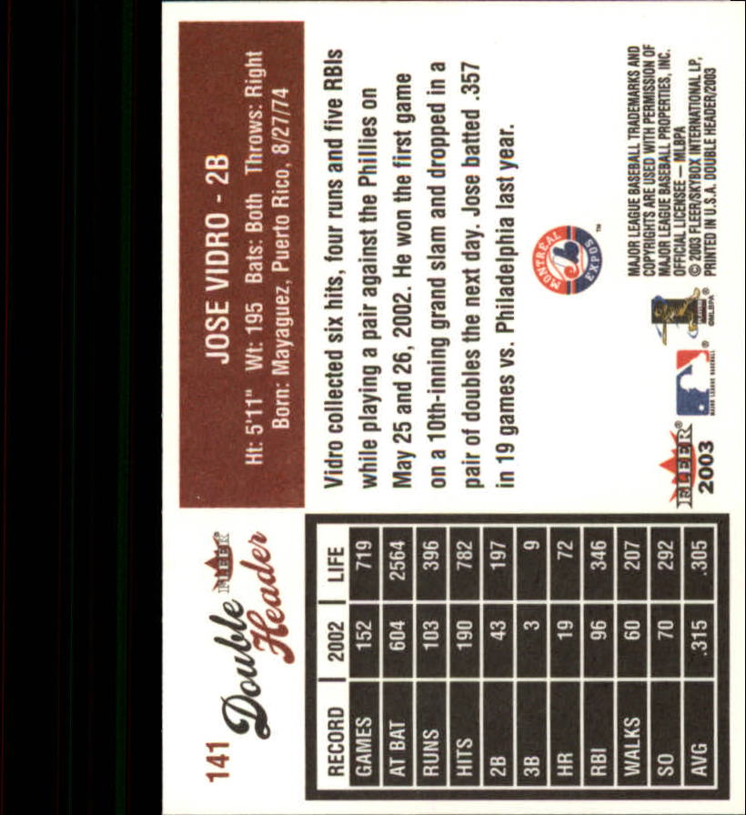 2003 Fleer Double Header Baseball "Main Set" Cards - Picture 263 of 415