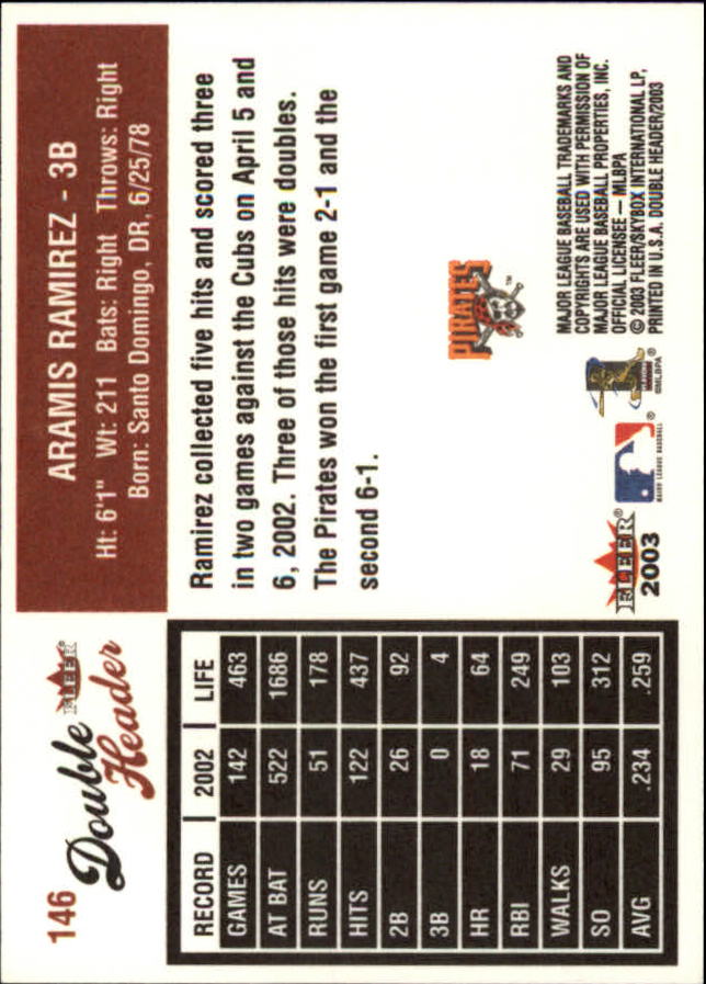 2003 Fleer Double Header Baseball "Main Set" Cards - Picture 273 of 415