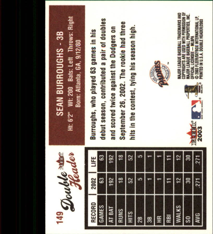 2003 Fleer Double Header Baseball "Main Set" Cards - Picture 279 of 415