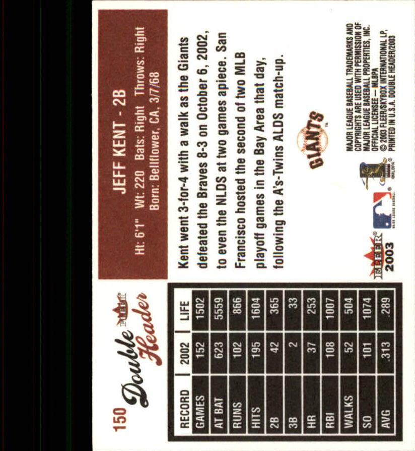 2003 Fleer Double Header Baseball "Main Set" Cards - Picture 281 of 415