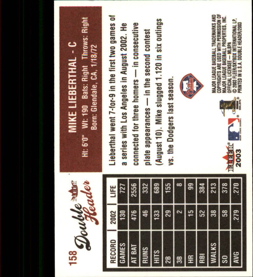 2003 Fleer Double Header Baseball "Main Set" Cards - Picture 295 of 415