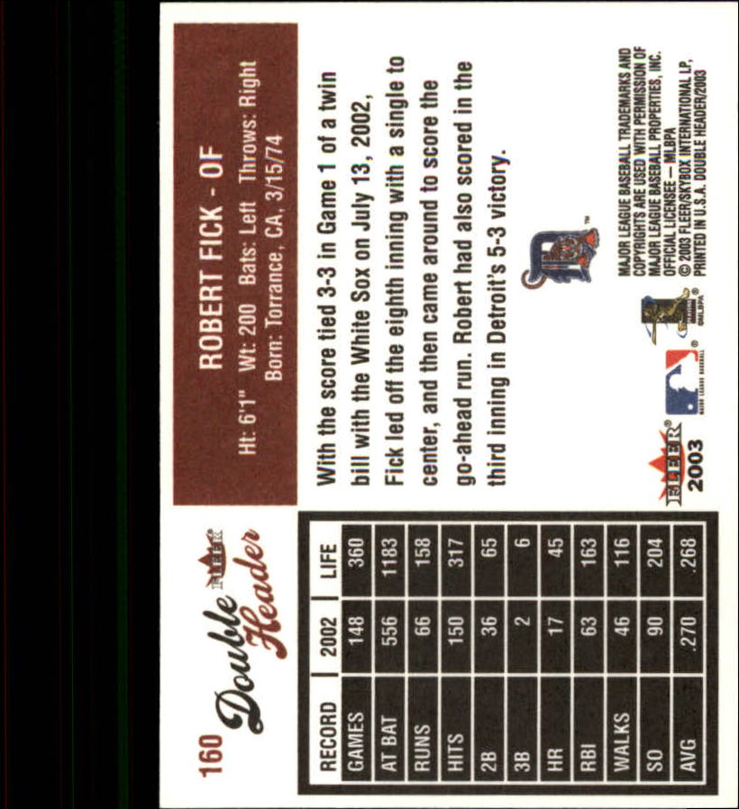 2003 Fleer Double Header Baseball "Main Set" Cards - Picture 299 of 415