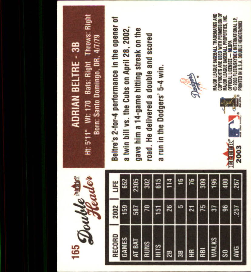 2003 Fleer Double Header Baseball "Main Set" Cards - Picture 309 of 415