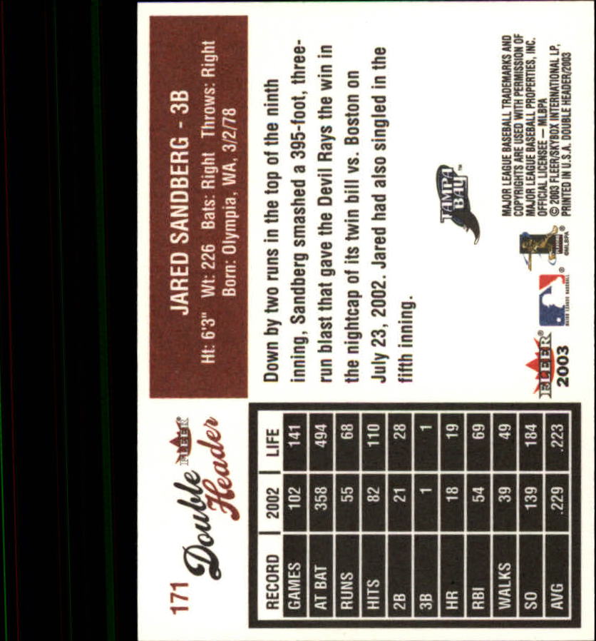 2003 Fleer Double Header Baseball "Main Set" Cards - Picture 321 of 415