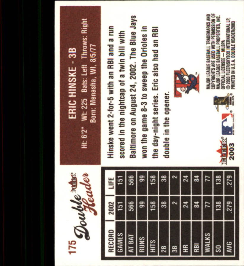 2003 Fleer Double Header Baseball "Main Set" Cards - Picture 329 of 415