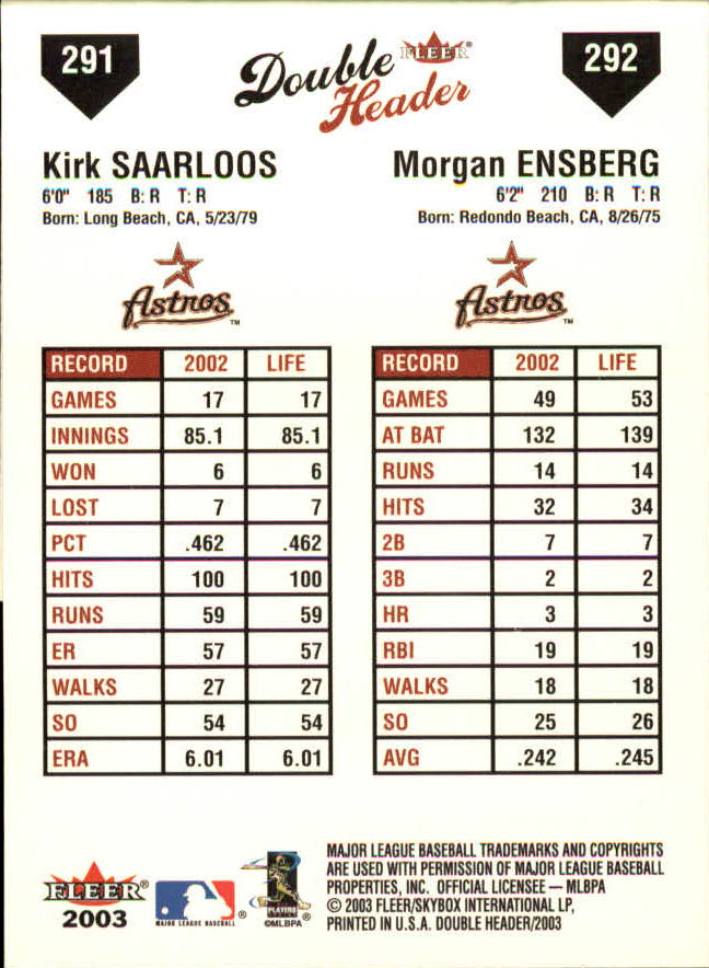 2003 Fleer Double Header Baseball "Main Set" Cards - Picture 409 of 415
