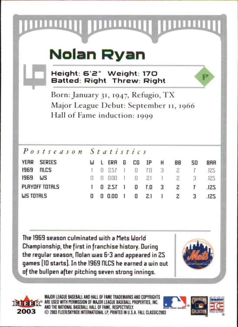 2003 Fleer Fall Classics Baseball "Main Set" Cards - Picture 13 of 197