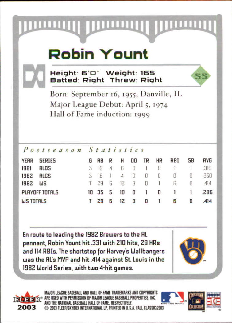 2003 Fleer Fall Classics Baseball "Main Set" Cards - Picture 17 of 197