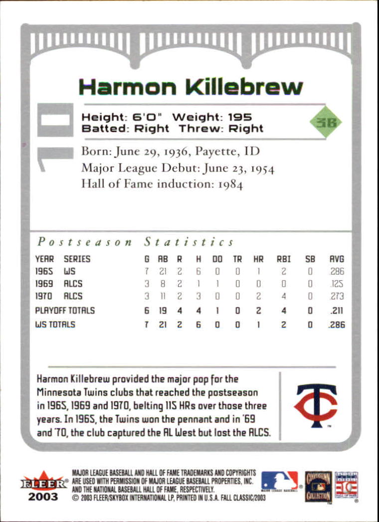 2003 Fleer Fall Classics Baseball "Main Set" Cards - Picture 21 of 197