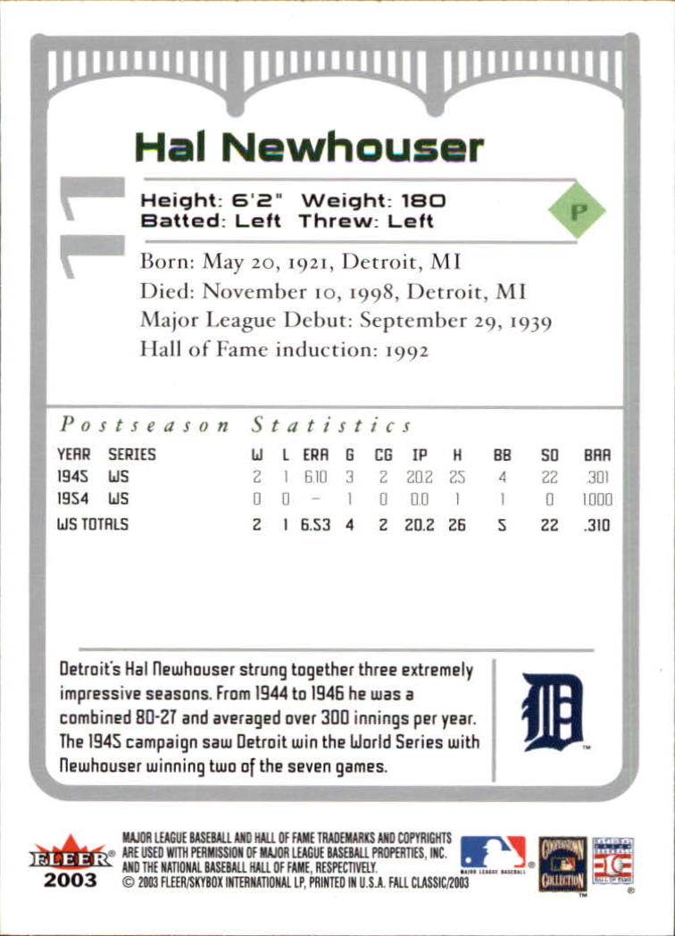2003 Fleer Fall Classics Baseball "Main Set" Cards - Picture 23 of 197