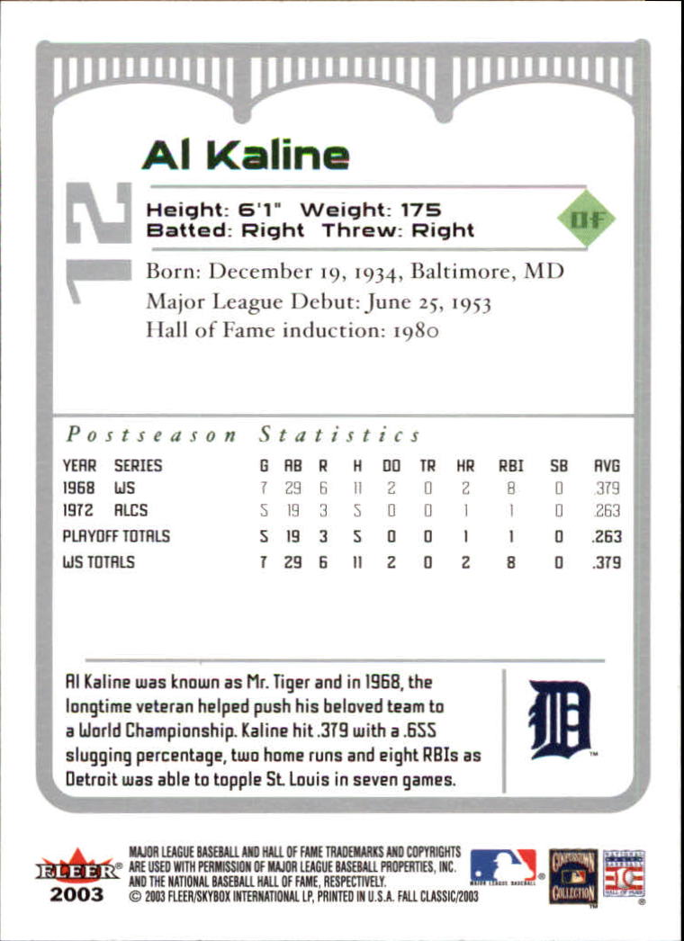 2003 Fleer Fall Classics Baseball "Main Set" Cards - Picture 25 of 197