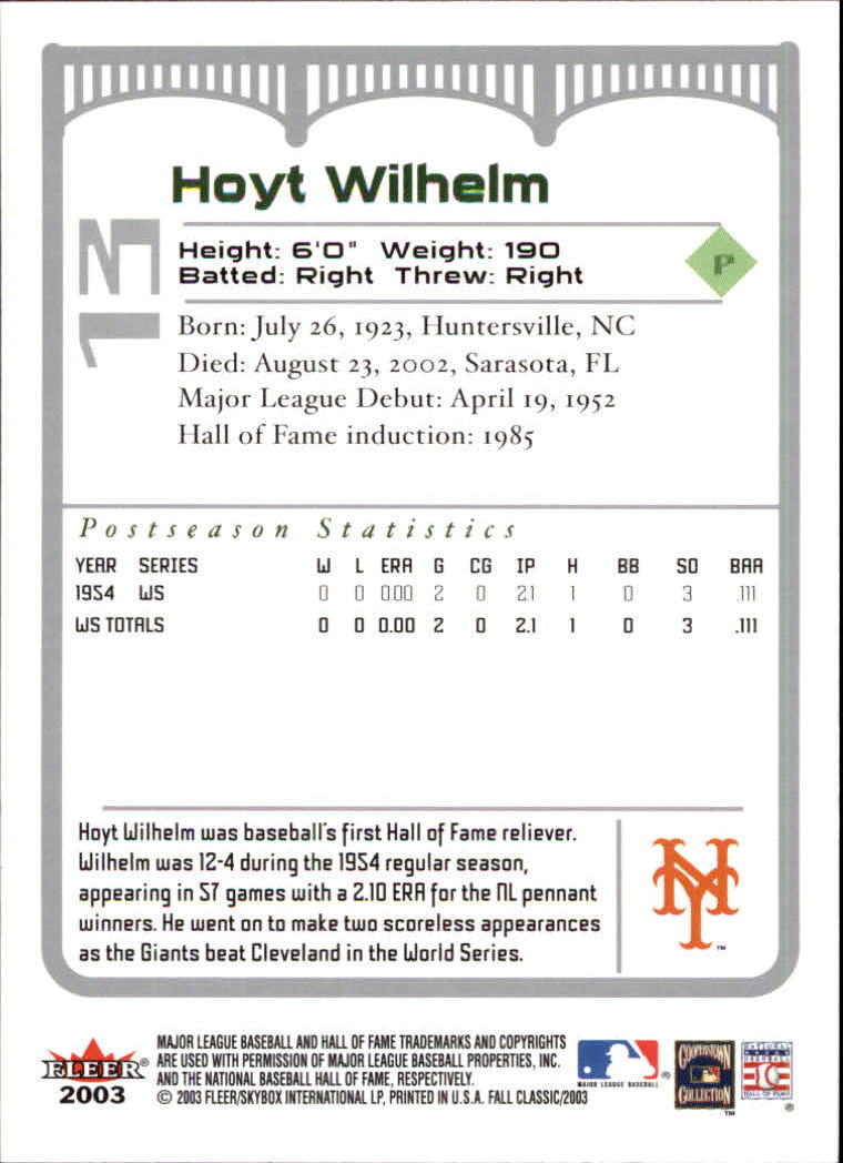 2003 Fleer Fall Classics Baseball "Main Set" Cards - Picture 27 of 197