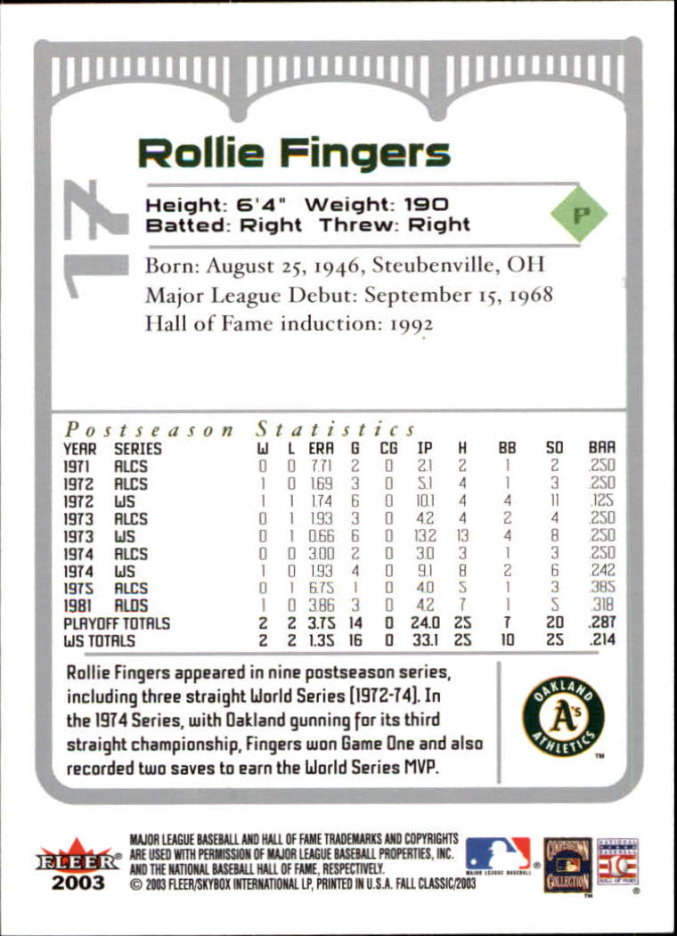 2003 Fleer Fall Classics Baseball "Main Set" Cards - Picture 37 of 197