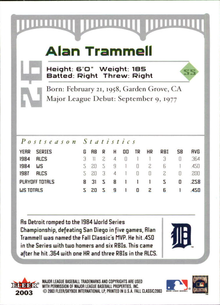 2003 Fleer Fall Classics Baseball "Main Set" Cards - Picture 57 of 197