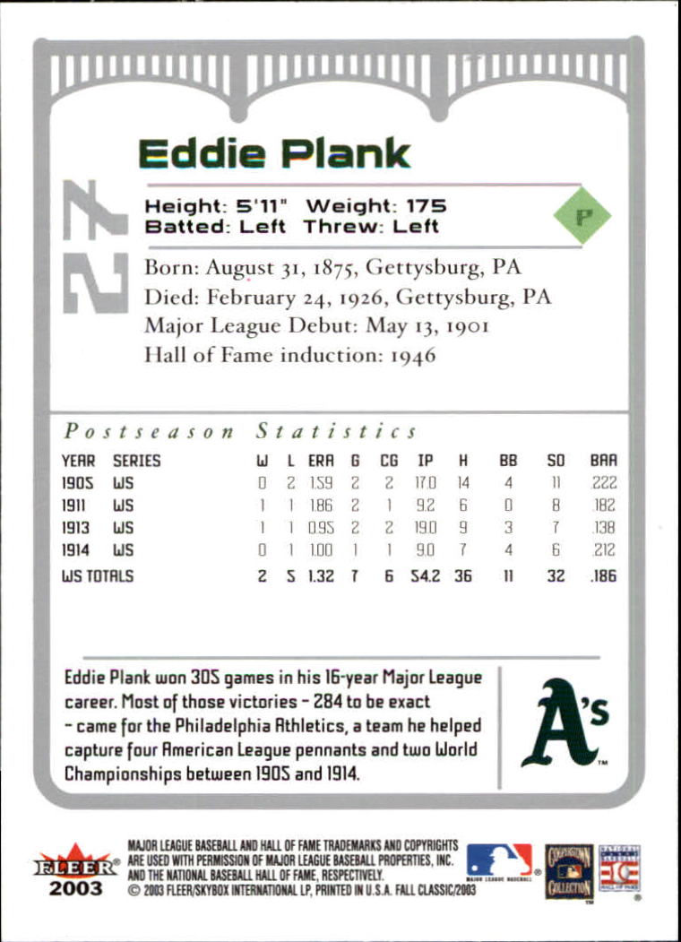 2003 Fleer Fall Classics Baseball "Main Set" Cards - Picture 59 of 197