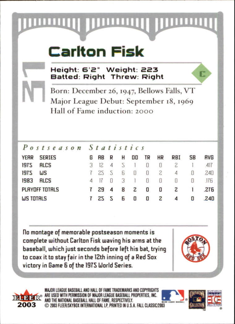 2003 Fleer Fall Classics Baseball "Main Set" Cards - Picture 67 of 197