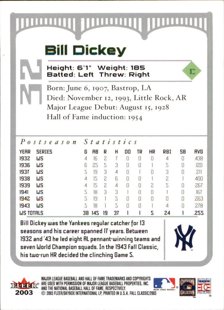 2003 Fleer Fall Classics Baseball "Main Set" Cards - Picture 69 of 197