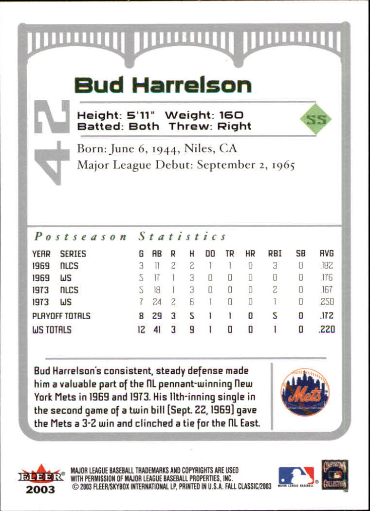 2003 Fleer Fall Classics Baseball "Main Set" Cards - Picture 93 of 197