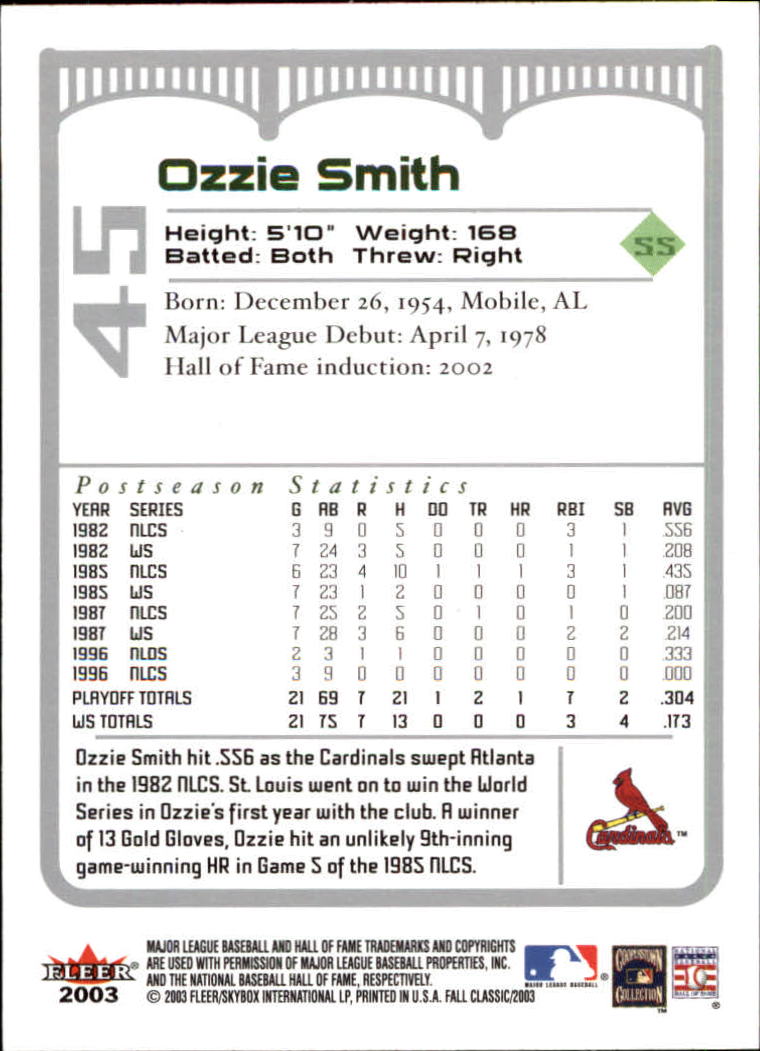 2003 Fleer Fall Classics Baseball "Main Set" Cards - Picture 99 of 197