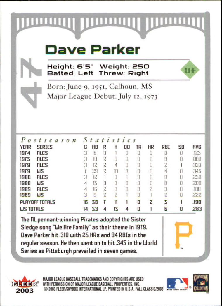 2003 Fleer Fall Classics Baseball "Main Set" Cards - Picture 105 of 197