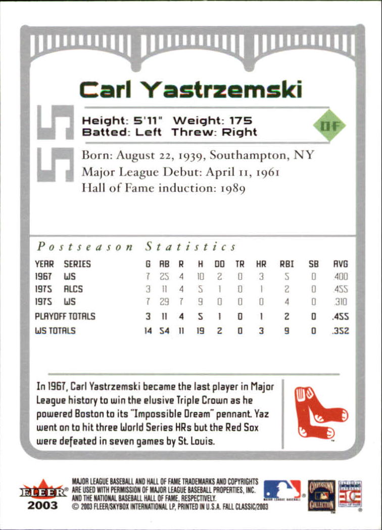 2003 Fleer Fall Classics Baseball "Main Set" Cards - Picture 123 of 197