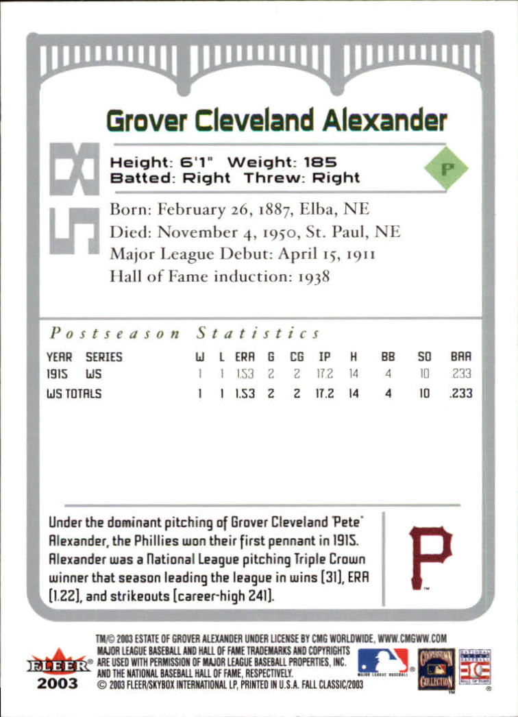 2003 Fleer Fall Classics Baseball "Main Set" Cards - Picture 129 of 197