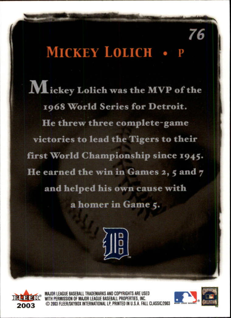 2003 Fleer Fall Classics Baseball "Main Set" Cards - Picture 173 of 197