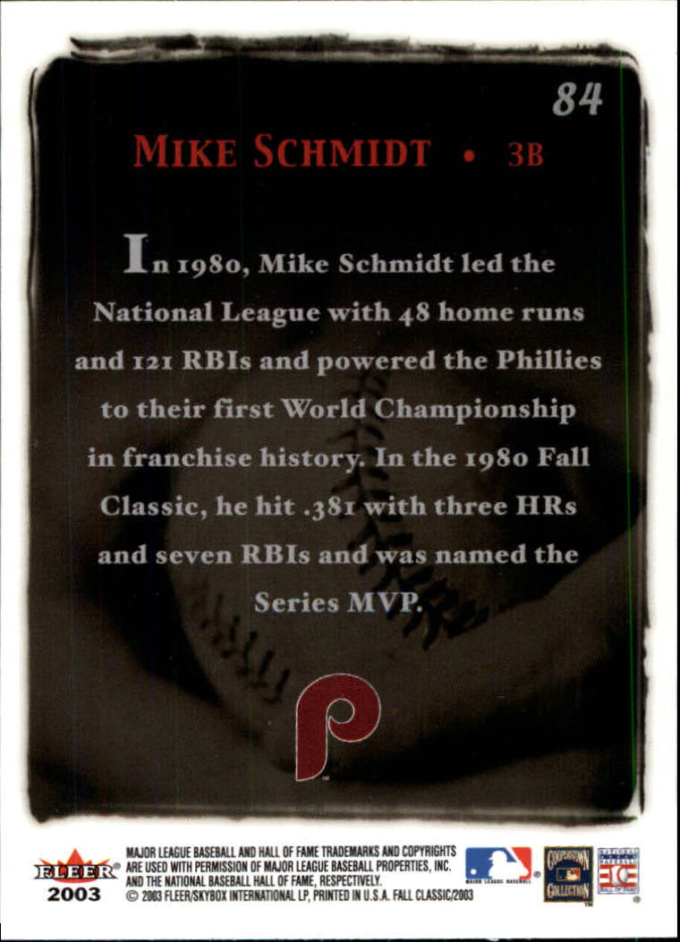 2003 Fleer Fall Classics Baseball "Main Set" Cards - Picture 189 of 197
