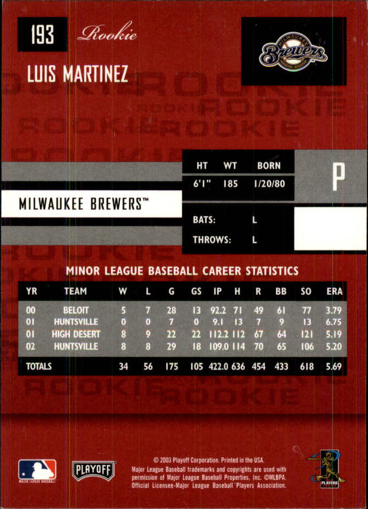 2003 Playoff Prestige Baseball "Main Set" Cards #1 to #210 - Picture 385 of 419