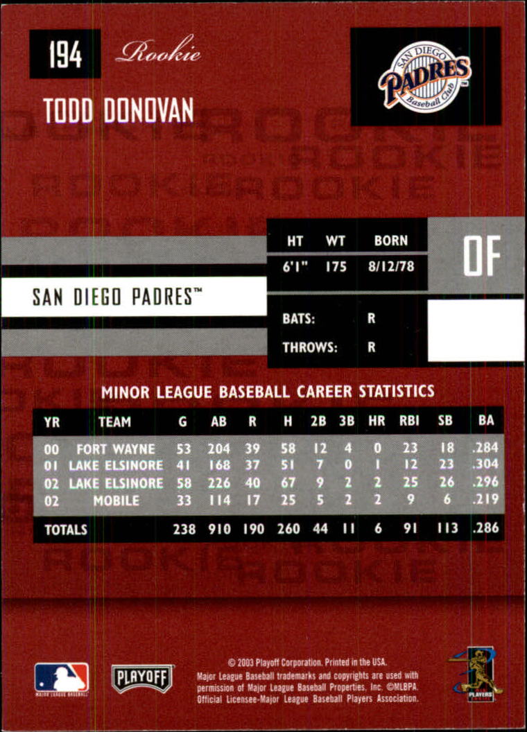 2003 Playoff Prestige Baseball "Main Set" Cards #1 to #210 - Picture 387 of 419