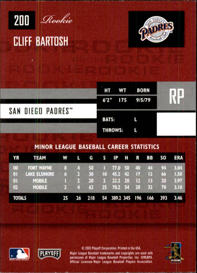2003 Playoff Prestige Baseball "Main Set" Cards #1 to #210 - Picture 399 of 419