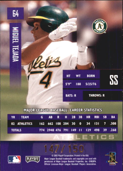 Tarjetas paralelas de béisbol 2003 Playoff Prestige "Xtra Points" - Imagen 13 de 31