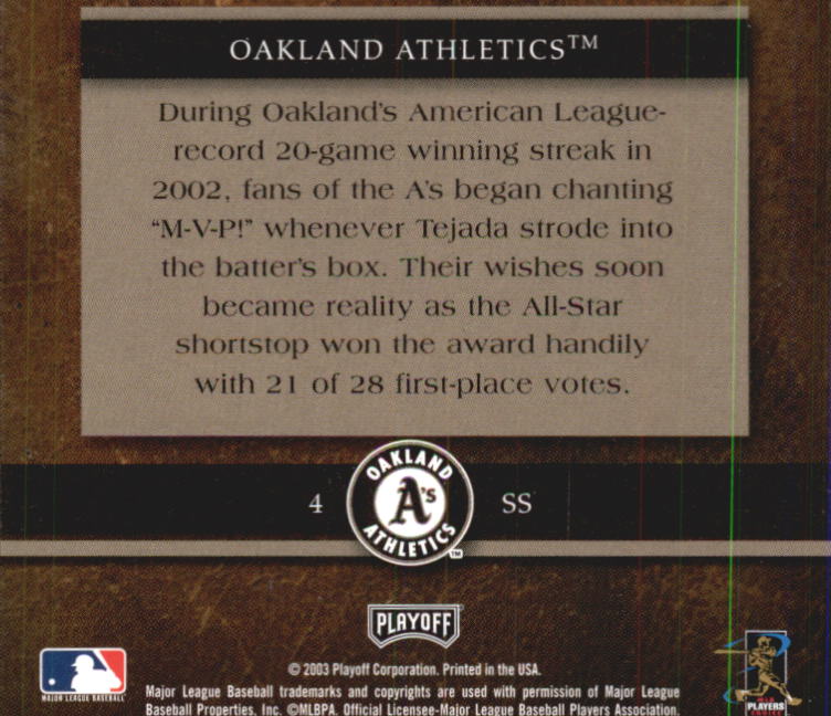 Tarjetas ""Insertar e insertar paralelas"" de béisbol Playoff Prestige 2003 - Imagen 19 de 36
