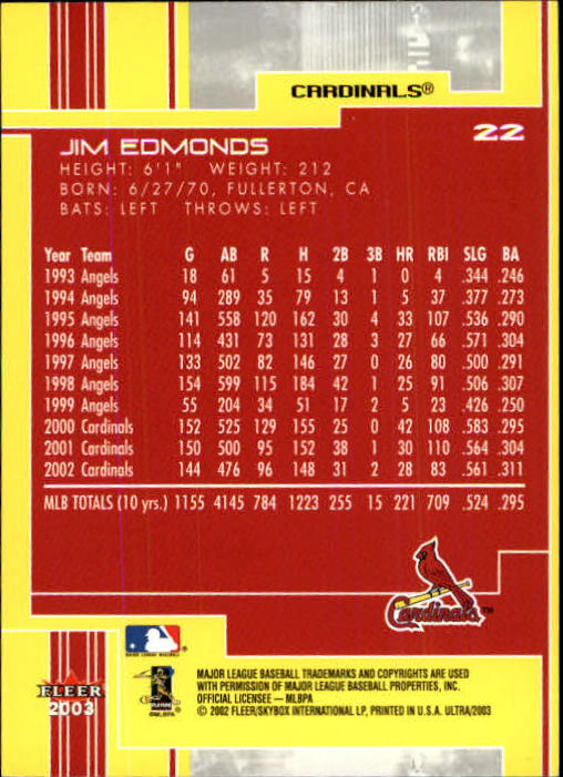 2003 Ultra (Fleer) Baseball "Main Set" Cards - Picture 43 of 459