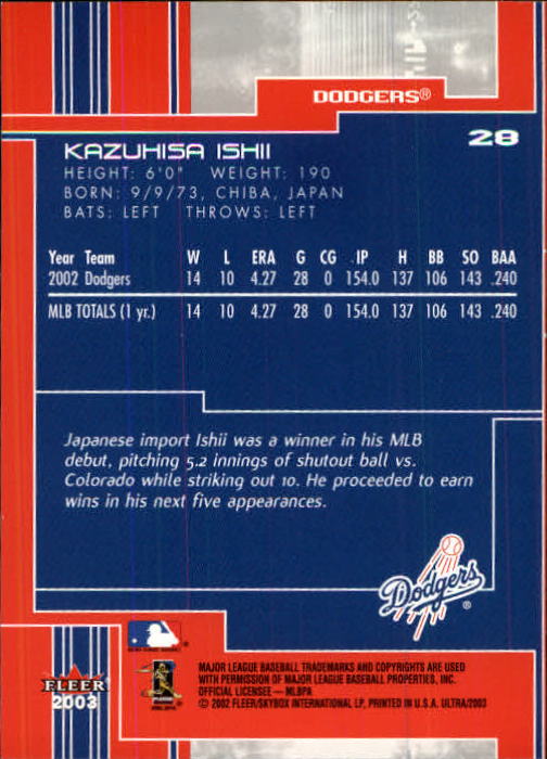 2003 Ultra (Fleer) Baseball "Main Set" Cards - Picture 55 of 459