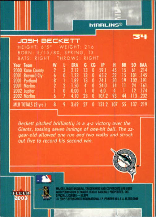 2003 Ultra (Fleer) Baseball "Main Set" Cards - Picture 66 of 459