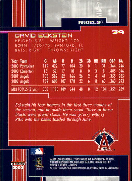 2003 Ultra (Fleer) Baseball "Main Set" Cards - Picture 76 of 459