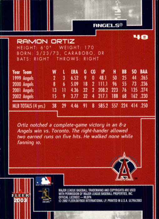 2003 Ultra (Fleer) Baseball "Main Set" Cards - Picture 92 of 459
