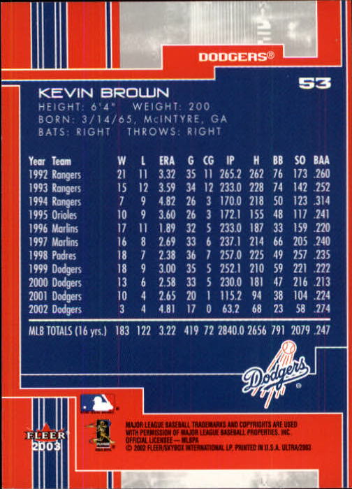 2003 Ultra (Fleer) Baseball "Main Set" Cards - Picture 102 of 459