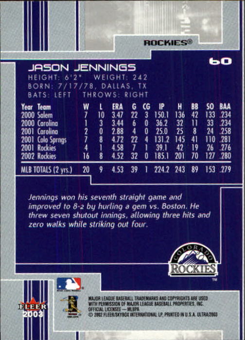 2003 Ultra (Fleer) Baseball "Main Set" Cards - Picture 115 of 459