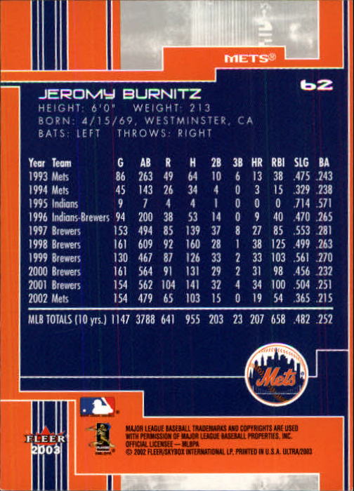 2003 Ultra (Fleer) Baseball "Main Set" Cards - Picture 119 of 459