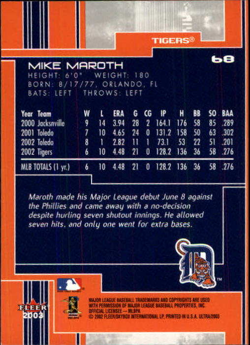 2003 Ultra (Fleer) Baseball "Main Set" Cards - Picture 128 of 459