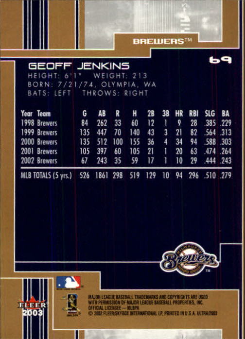 2003 Ultra (Fleer) Baseball "Main Set" Cards - Picture 130 of 459