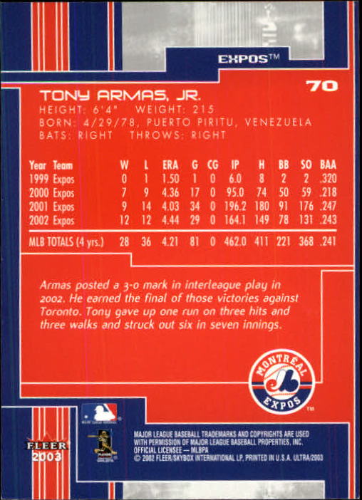 2003 Ultra (Fleer) Baseball "Main Set" Cards - Picture 132 of 459