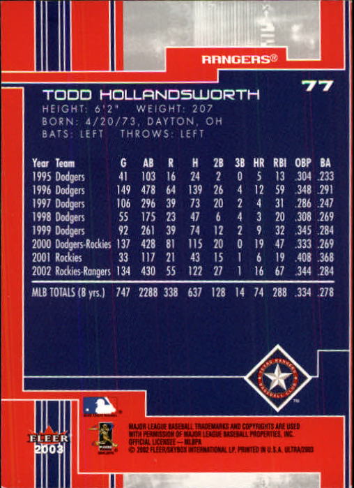 2003 Ultra (Fleer) Baseball "Main Set" Cards - Picture 144 of 459
