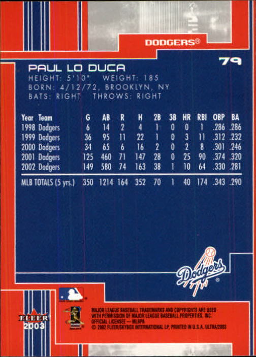 2003 Ultra (Fleer) Baseball "Main Set" Cards - Picture 147 of 459