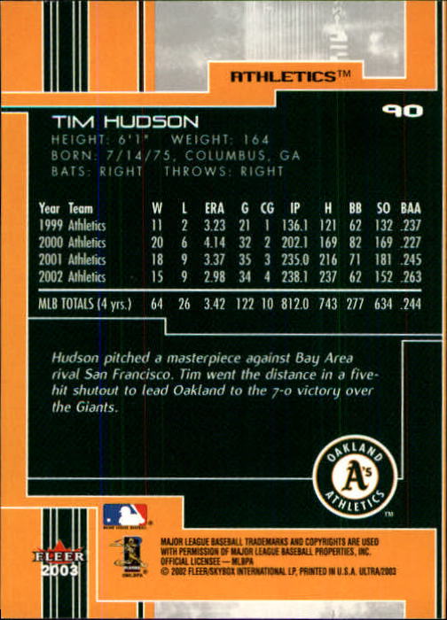2003 Ultra (Fleer) Baseball "Main Set" Cards - Picture 168 of 459